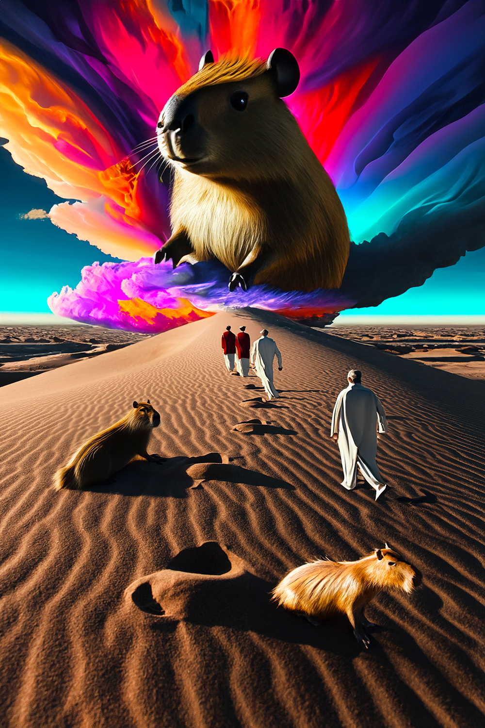  capybara dans le desert fait avec ai