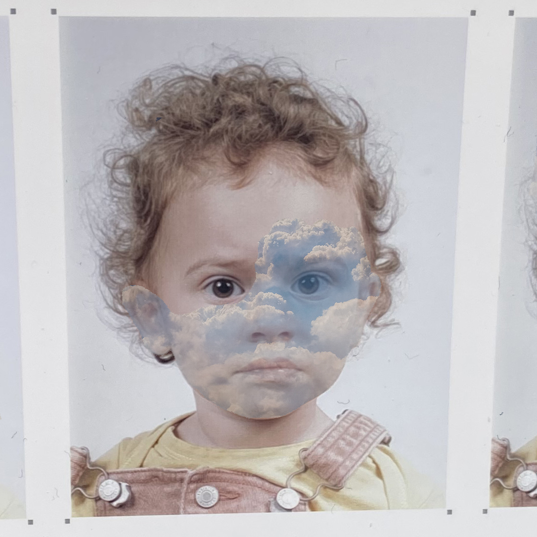 triptyque portrait enfant avec ciel sur le visage
